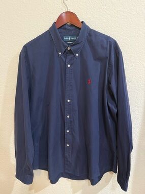 Ralph Lauren Polo  Navy Blue Button-Down Long Sleeve Shirt